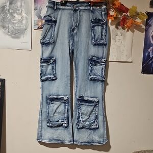 Stylish Women's Distressed Jeans - Light Blue